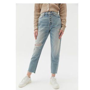 BDG High-waisted Slim Straight Jean In Distressed Vintage Denim Light